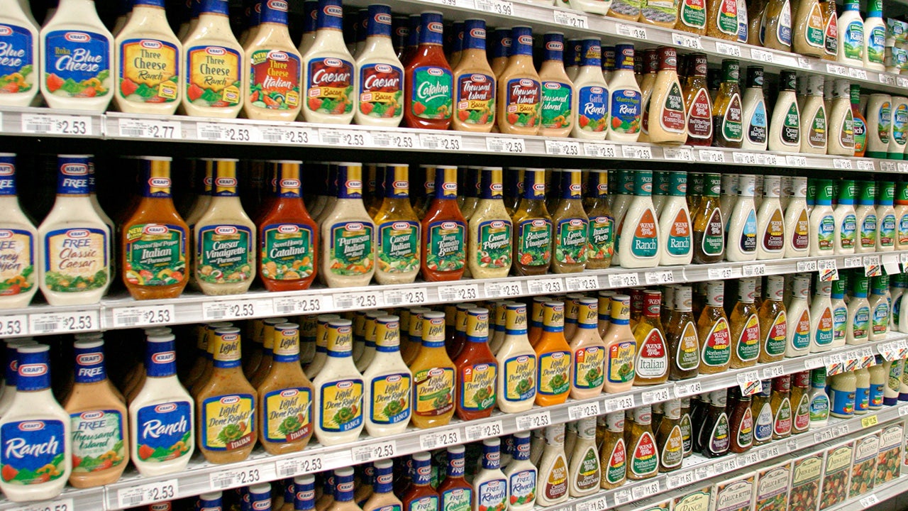 Salad dressing on market shelves