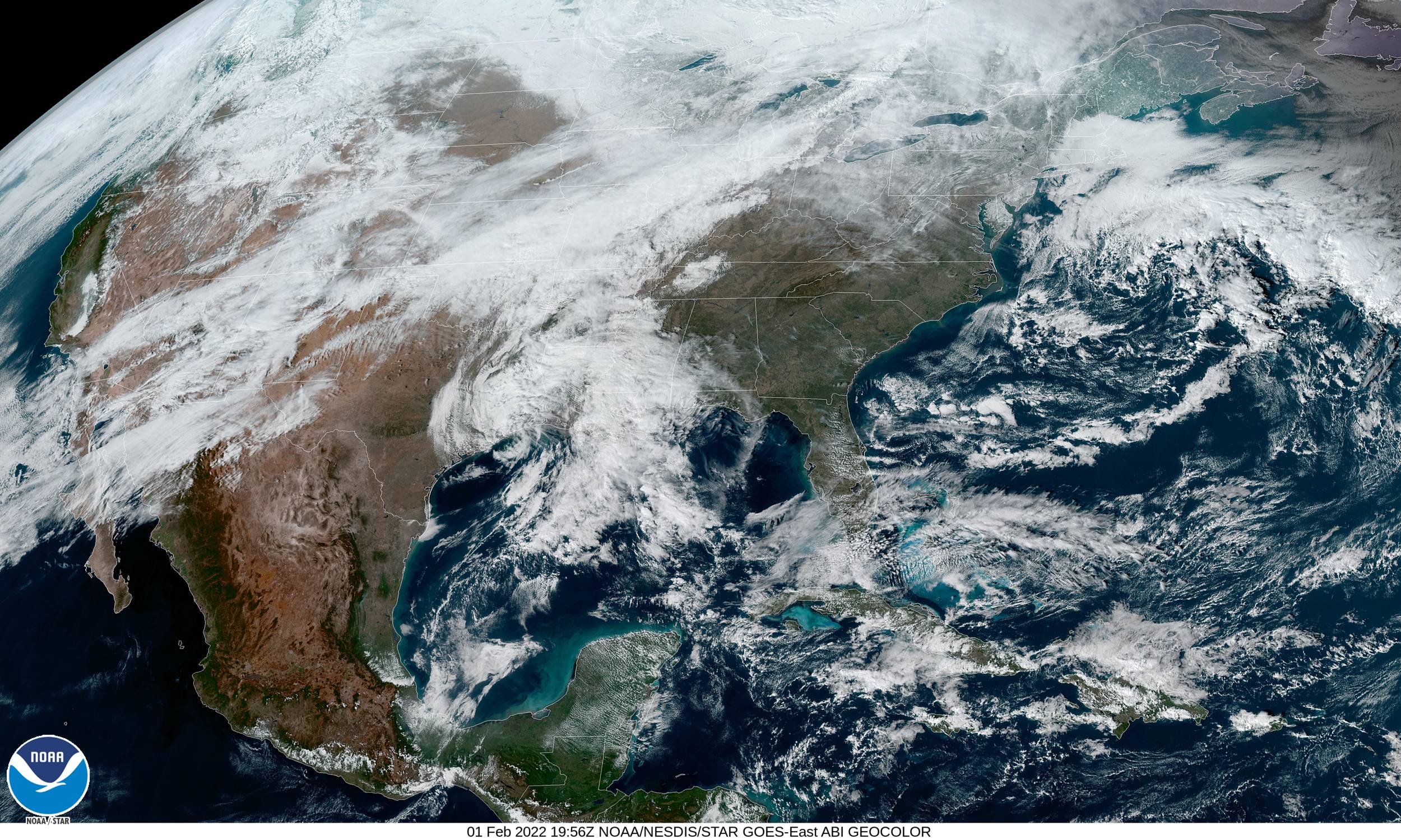 Satellite image of approaching winter storm