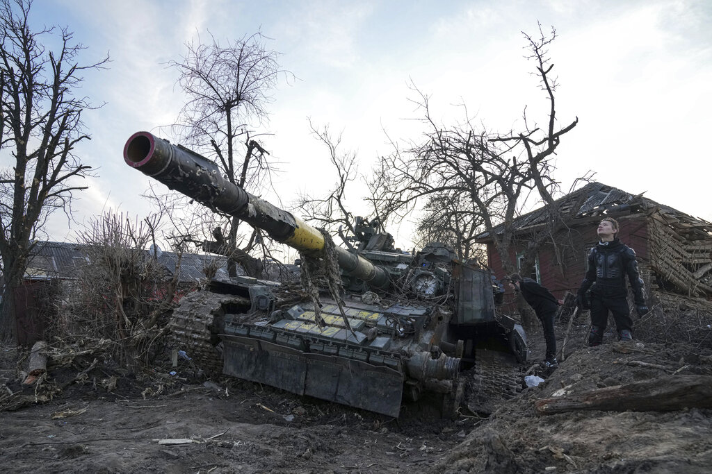 Destroyed Russian tank