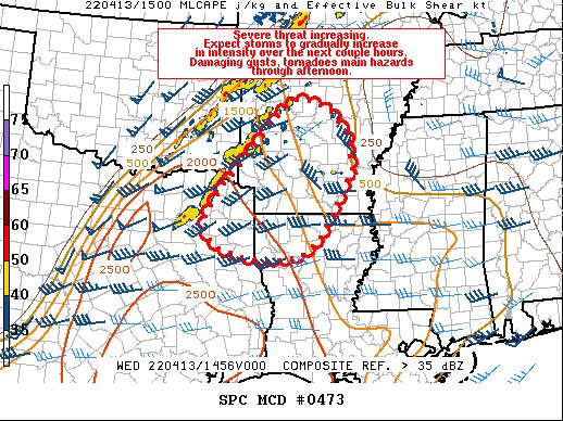 Area that could see severe weather Wednesday