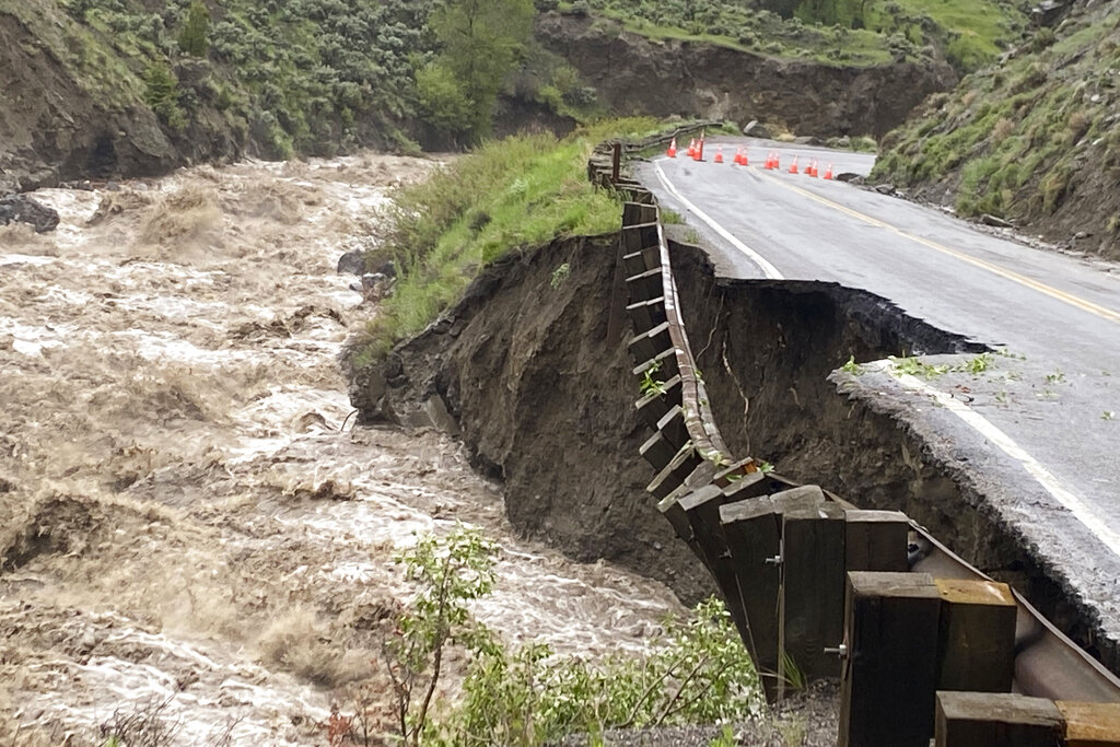 High water in the Gardiner River along the North Entrance to Yellowstone National Park in Montana