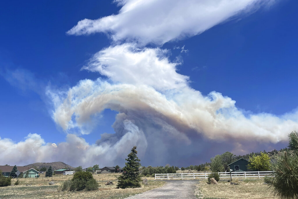 Smoke from a wildfire on the outskirts of Flagstaff, Ariz.
