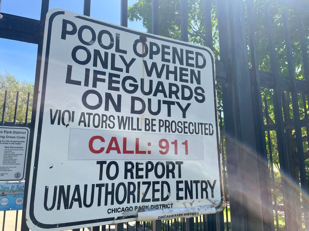 Empty pool at the Wrightwood Park Pool remains closed to swimmers in Chicago