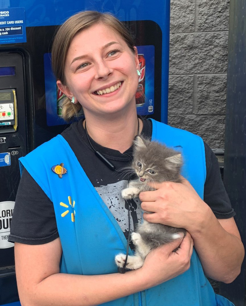 Lindsey and rescued kitten