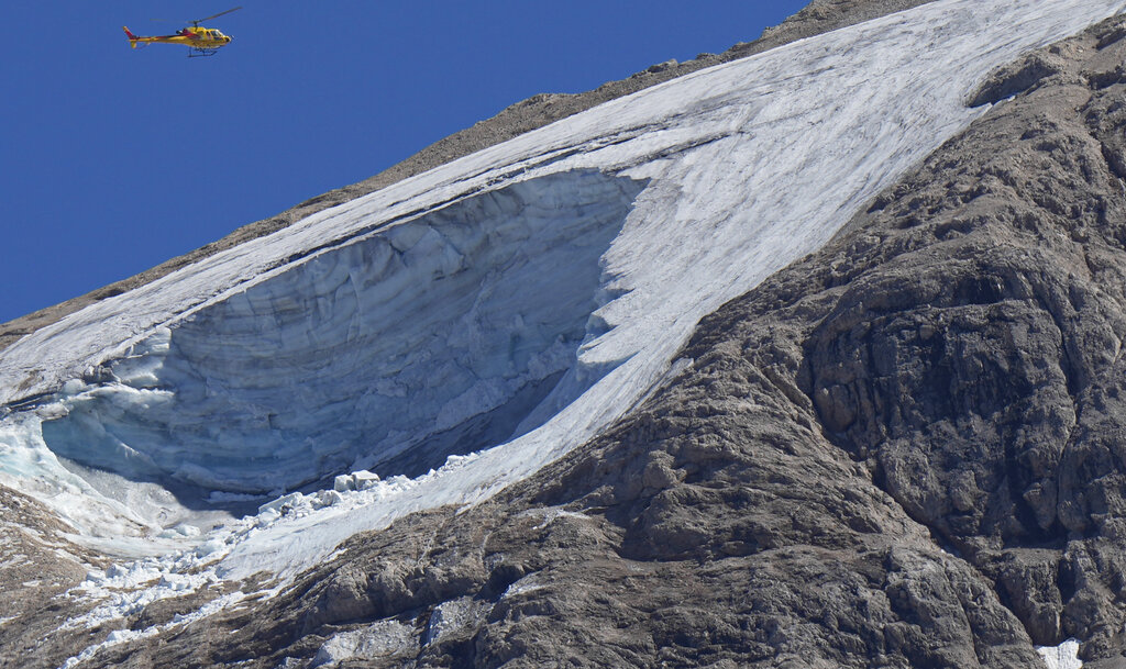A huge chunk of the glacier broke loose.