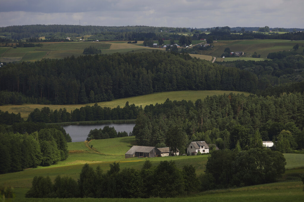 A general view is pictured from the top of the Cisowa mountain, about 10 km from Polish-Lithuanian border in Gulbieniszki, Poland