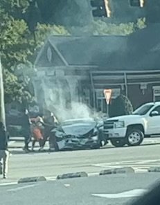 The crash - and brave students determined to free the driver