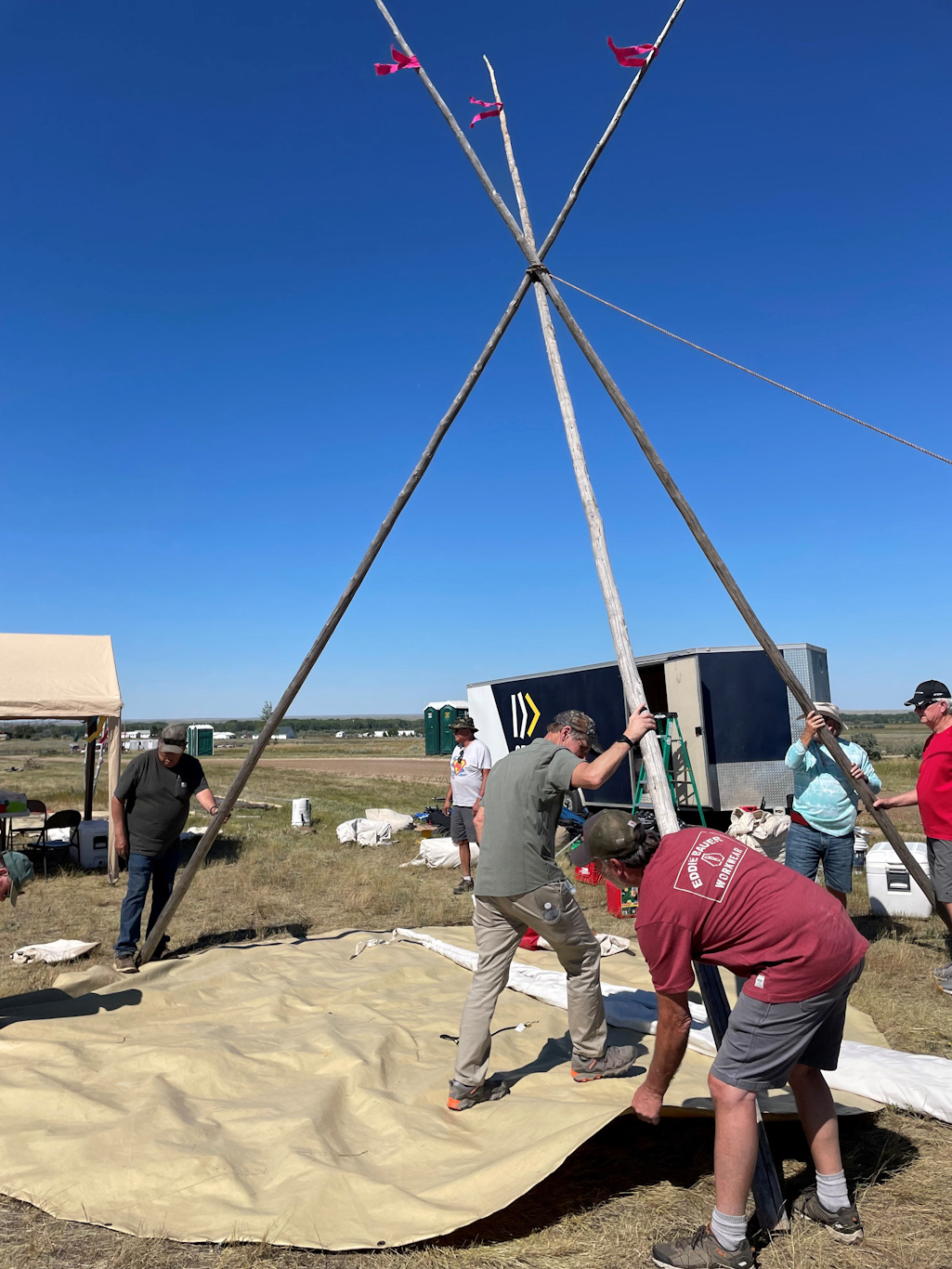  Mission team builds teepees for their stay