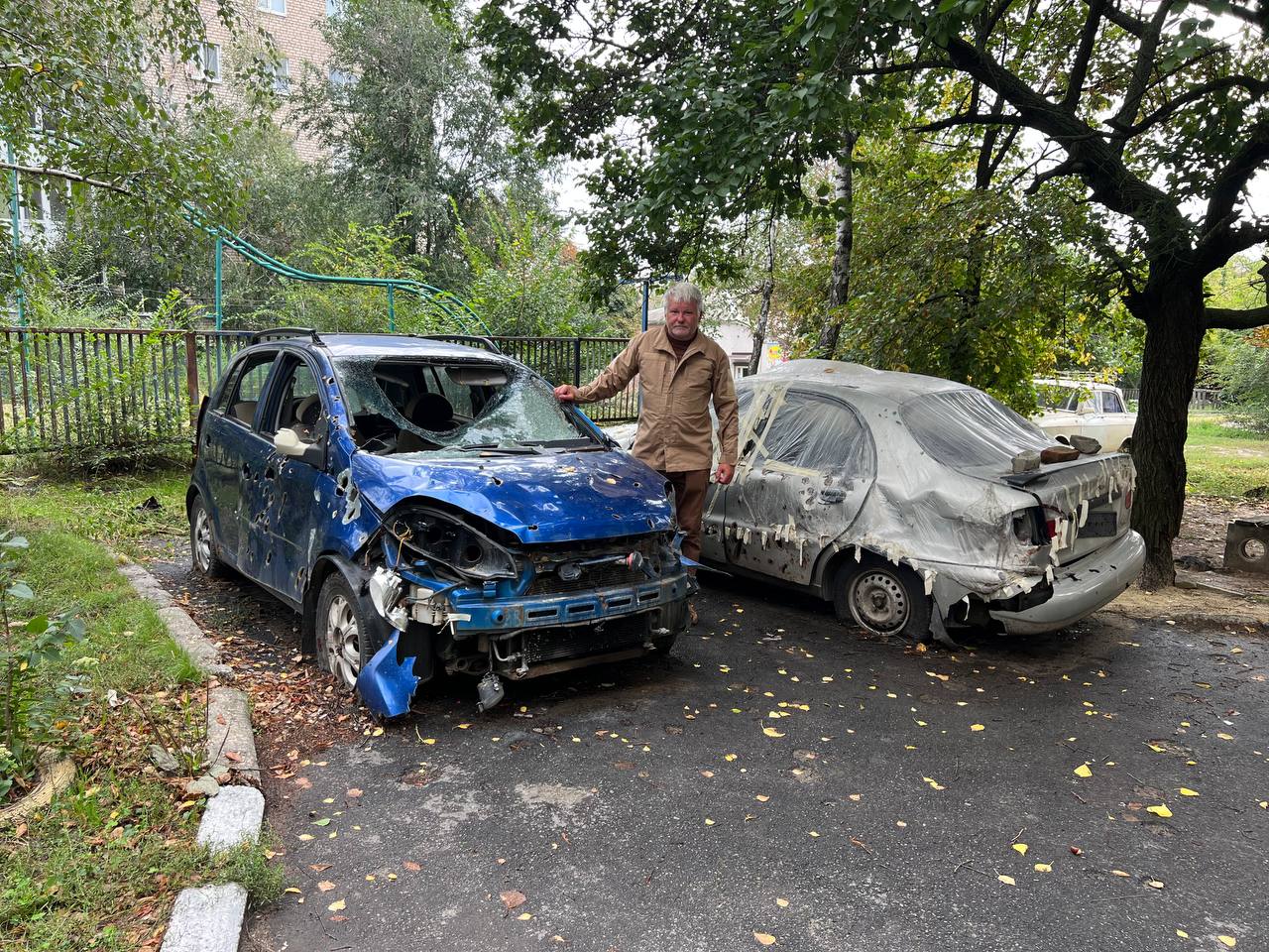 Bullet-riddled and destroyed cars were part of the landscape in Izyum as Denis Geronkov, field ministries executive director for Mission Eurasia, discovered. 