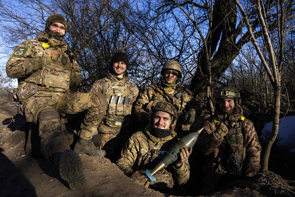 Ukrainian servicemen at their position on the frontline near Bakhmut, Donetsk region, Ukraine