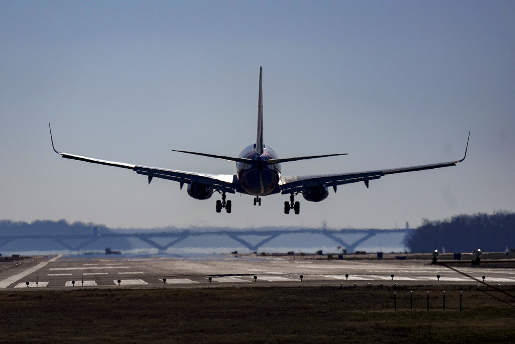 Southwest plane lands at Ronald Reagan Washington National Airport in Arlington, Va.
