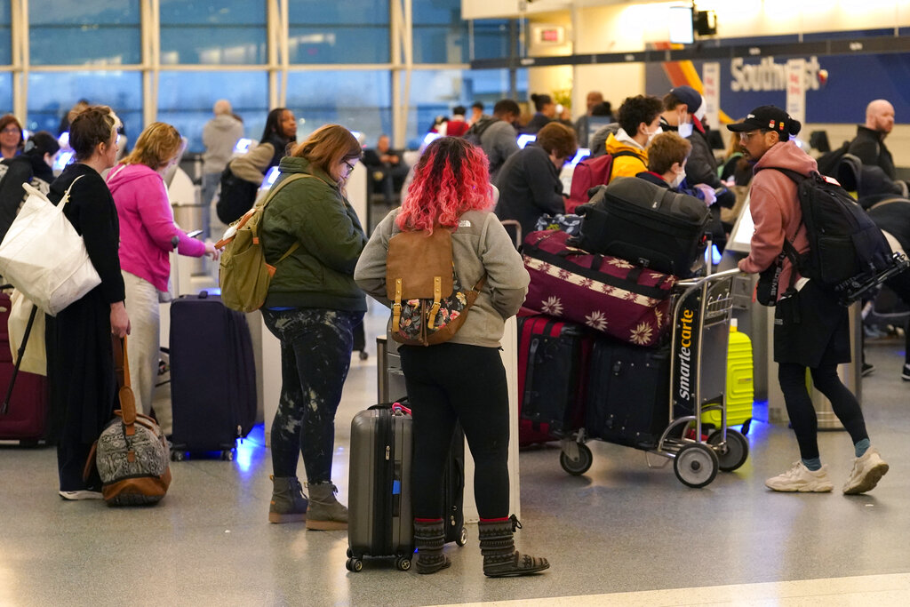 Passengers check in at Southwest Airlines