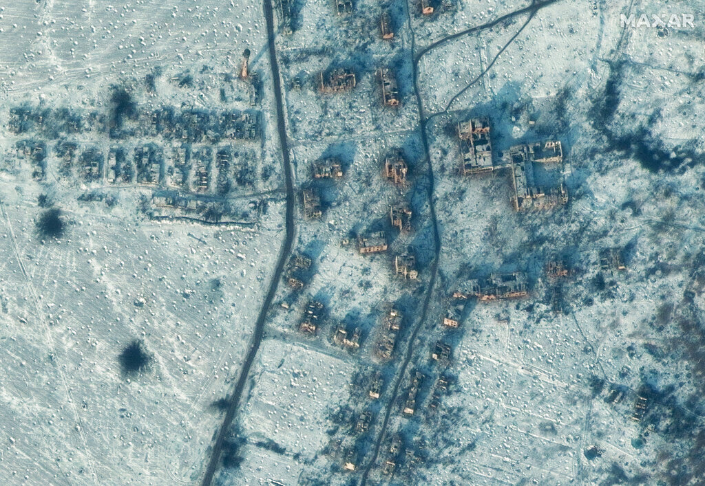 What remains of Soledar, Ukraine