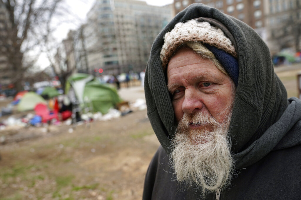 Daniel Kingery, a resident of a homeless encampment at McPherson Square 