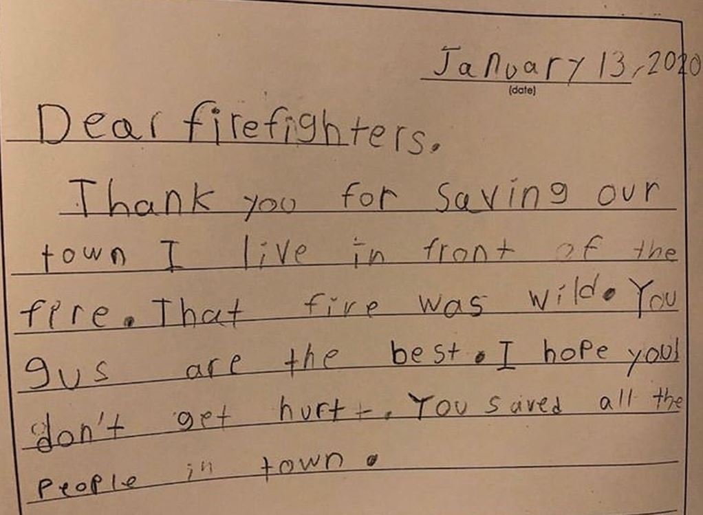 Students note to first-responders